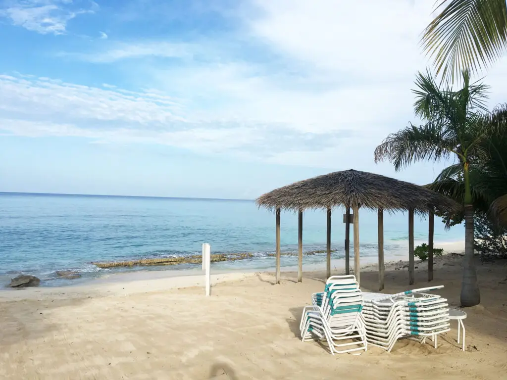 Beach palapa on Seven Mile Beach